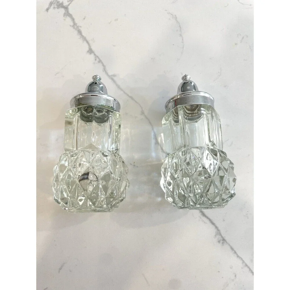 Vintage Crystal and Silver Plate Salt and Pepper Shakers